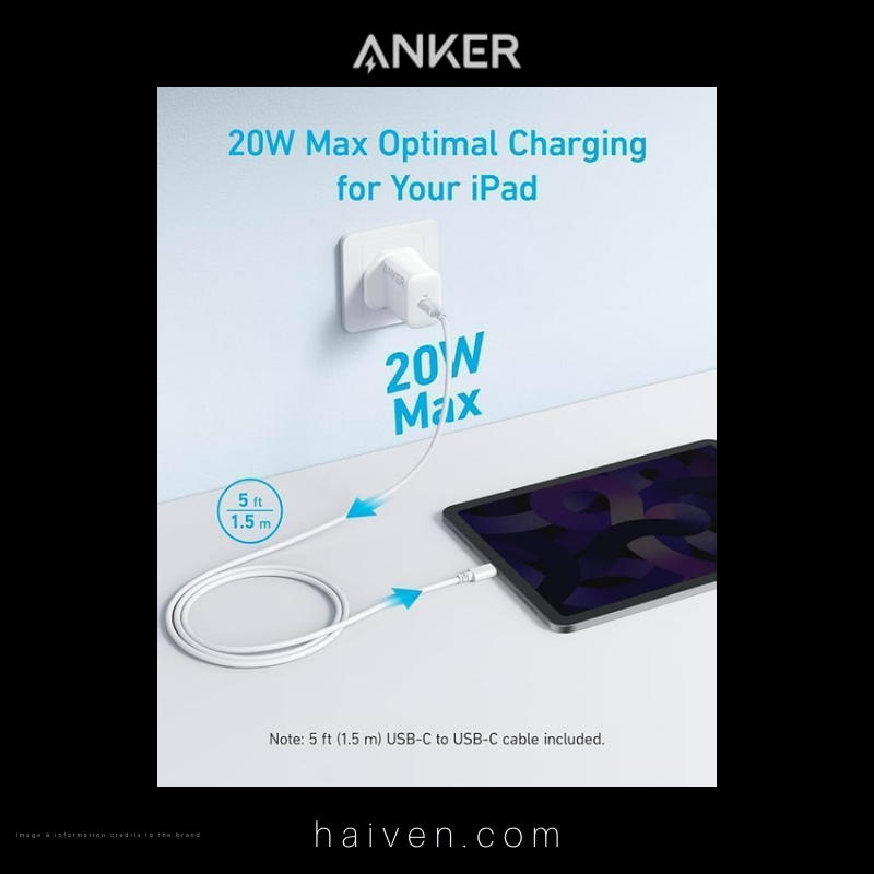 Anker Charger B2347K21 20W with USB-C Cable White