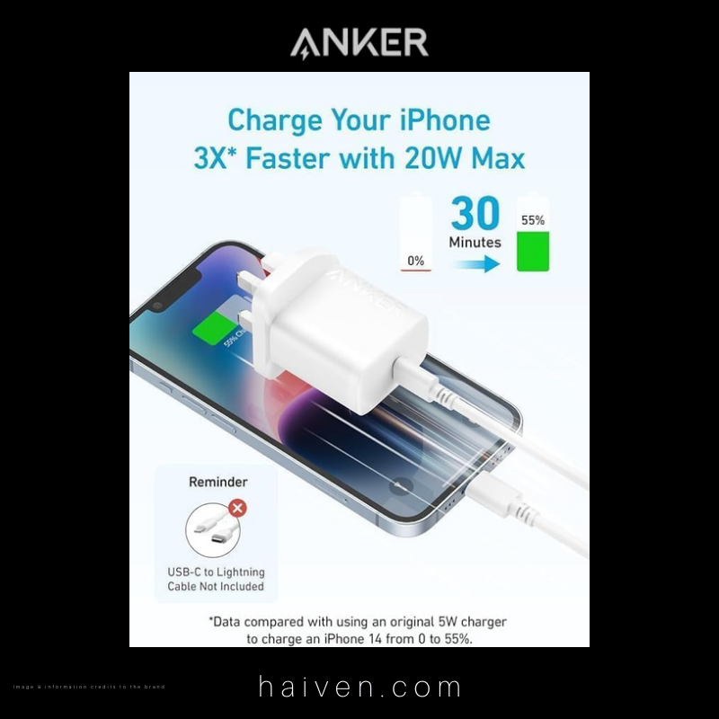 Anker Charger B2347K21 20W with USB-C Cable White