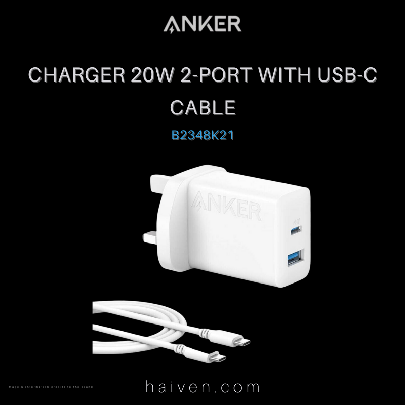 Anker Charger B2348K21 20W 2-Port with USB-C Cable White