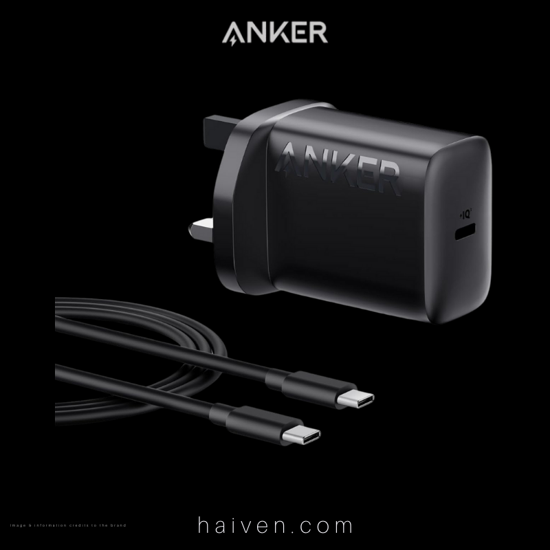 Anker Charger B2656K11 25W with 5ft USB-C to USB-C Cable Black