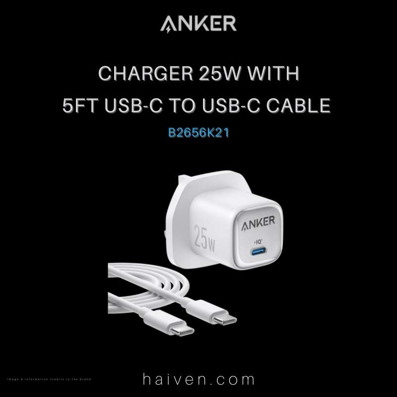 Anker Charger B2656K21 25W with USB-C Cable White