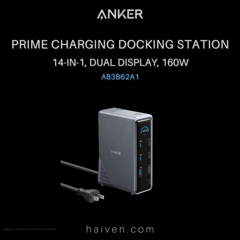 Anker Prime Docking Station A83B62A1 14-in-1 Dual Display 160W Gray