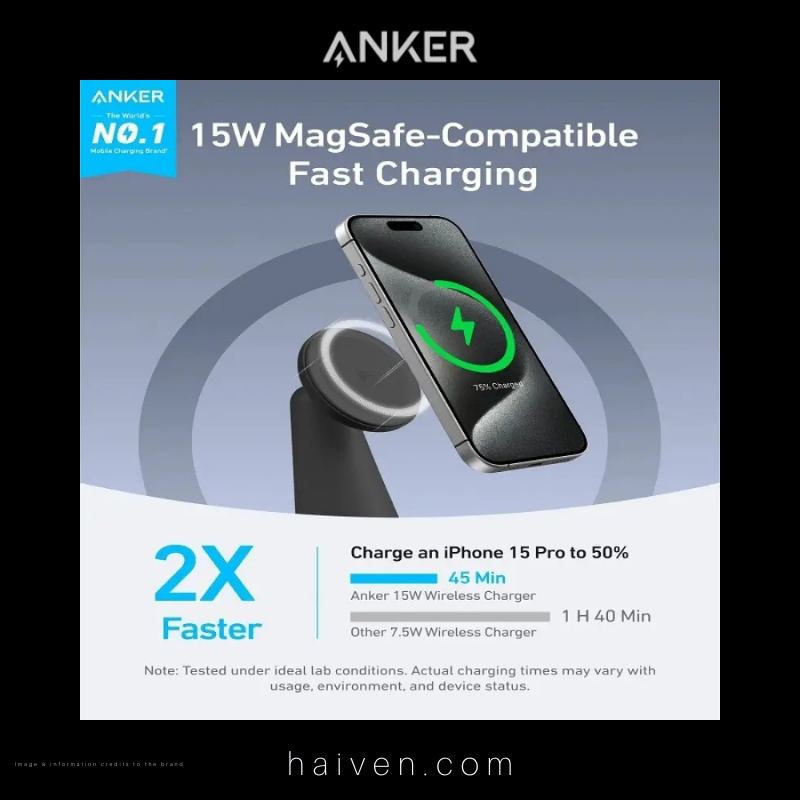 Anker MagGo Wireless Charger A25M7H21 2-in-1 Dock Stand White