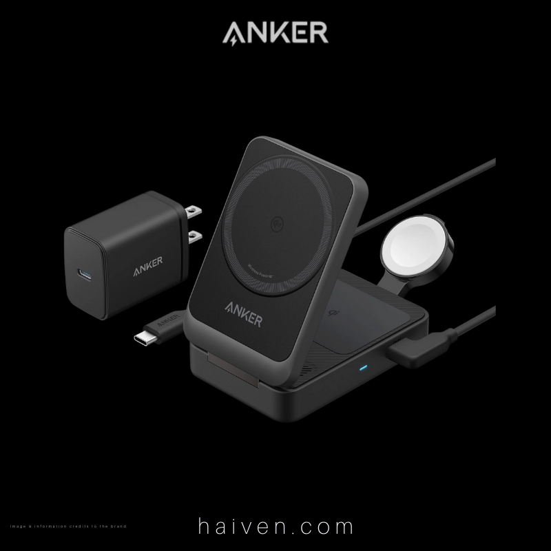 Anker MagGo Wireless Charging Station B2557212 15W Foldable 3-in-1 Black