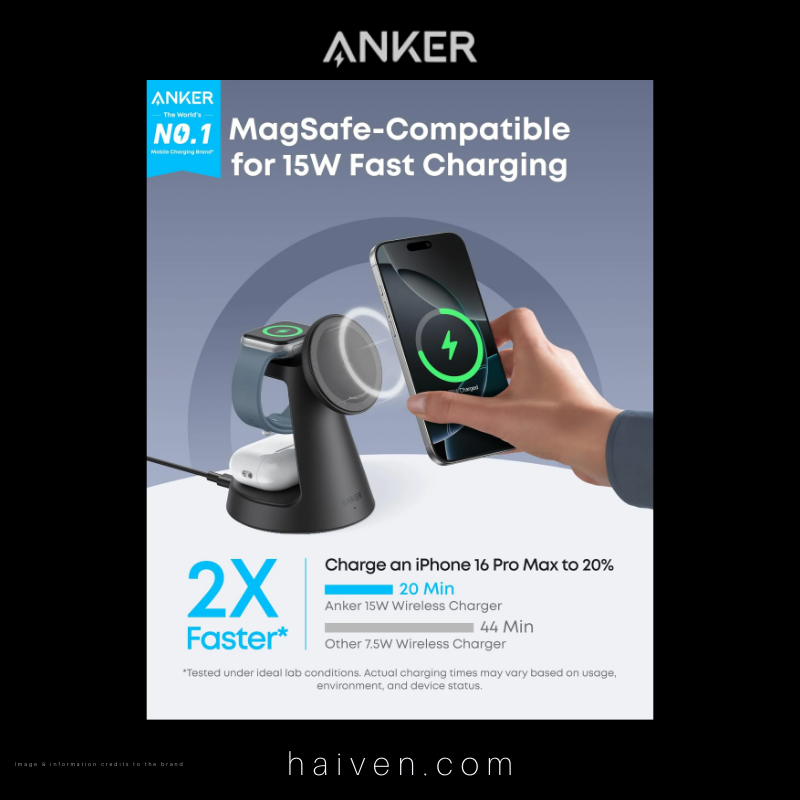 Anker MagGo Wireless Charging Station B25M4V11 3-in-1 Dock Stand