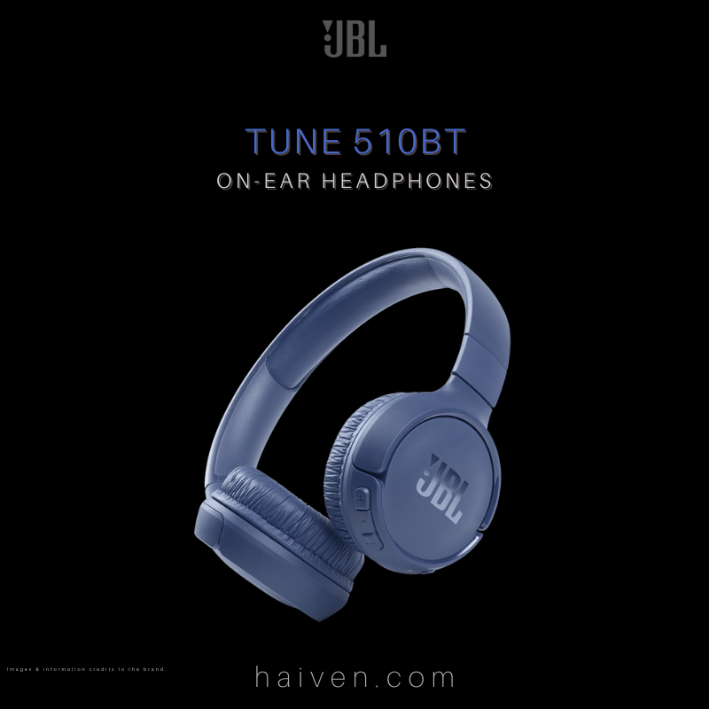 JBL T510 Wireless On-Ear Headphones with Mic Blue
