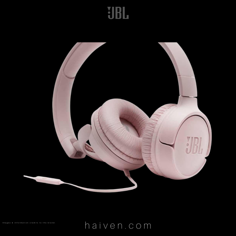 JBL Tune 500 Wired On-Ear Headphones Pink