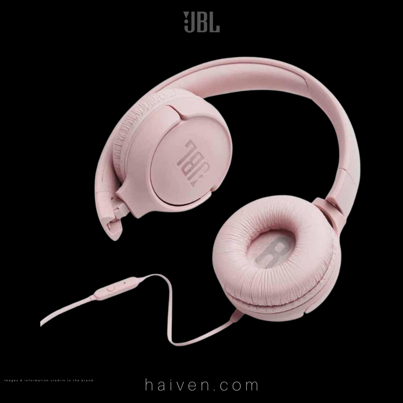 JBL Tune 500 Wired On-Ear Headphones Pink