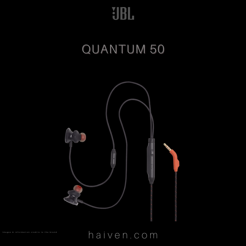 JBL Quantum 50 Wired In-Ear Gaming Headset with Volume Slider and Mic Mute
