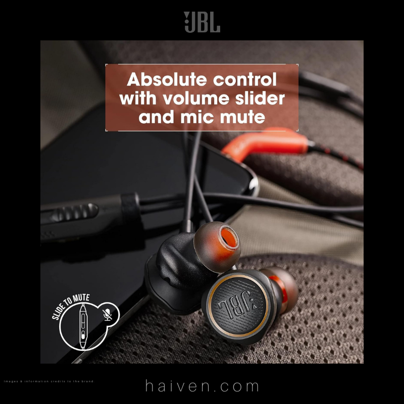 JBL Quantum 50 Wired In-Ear Gaming Headset with Volume Slider and Mic Mute