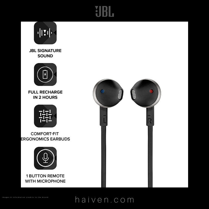 JBL T205 Wireless In-Ear Headphones Black