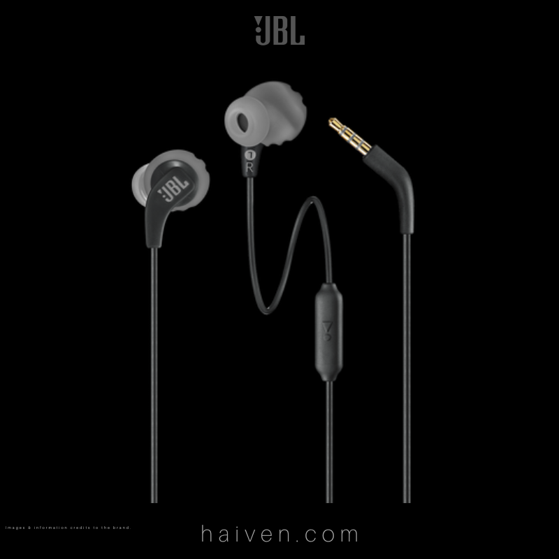 JBL Endurance RUN Sweatproof Wired Sports In-Ear Headphones Black