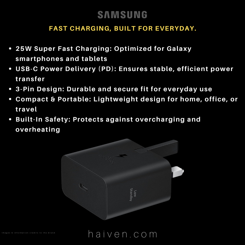 Samsung 25W PD USB-C Adapter 3-Pin