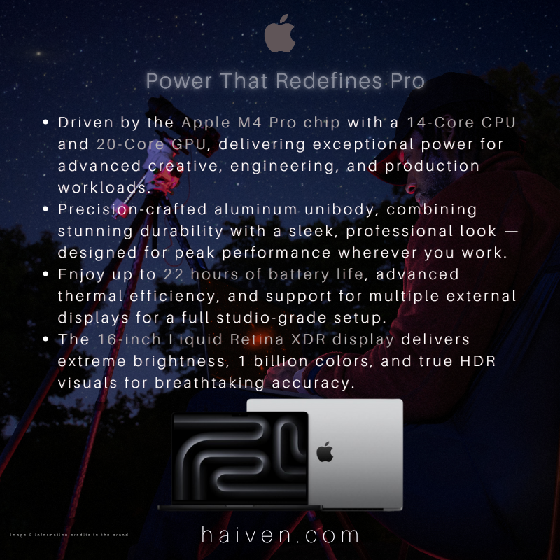 Apple MacBook Pro 16-Inch M4 Pro 14-Core CPU 20-Core GPU 24GB RAM 512GB SSD