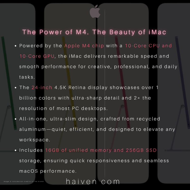 Apple iMac 24" M4 2024, 10-Core CPU / 10-Core GPU, 16GB, 256GB