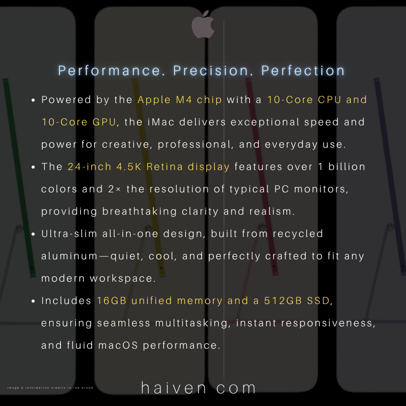 Apple iMac 24" M4 2024, 10-Core CPU / 10-Core GPU, 16GB, 512GB