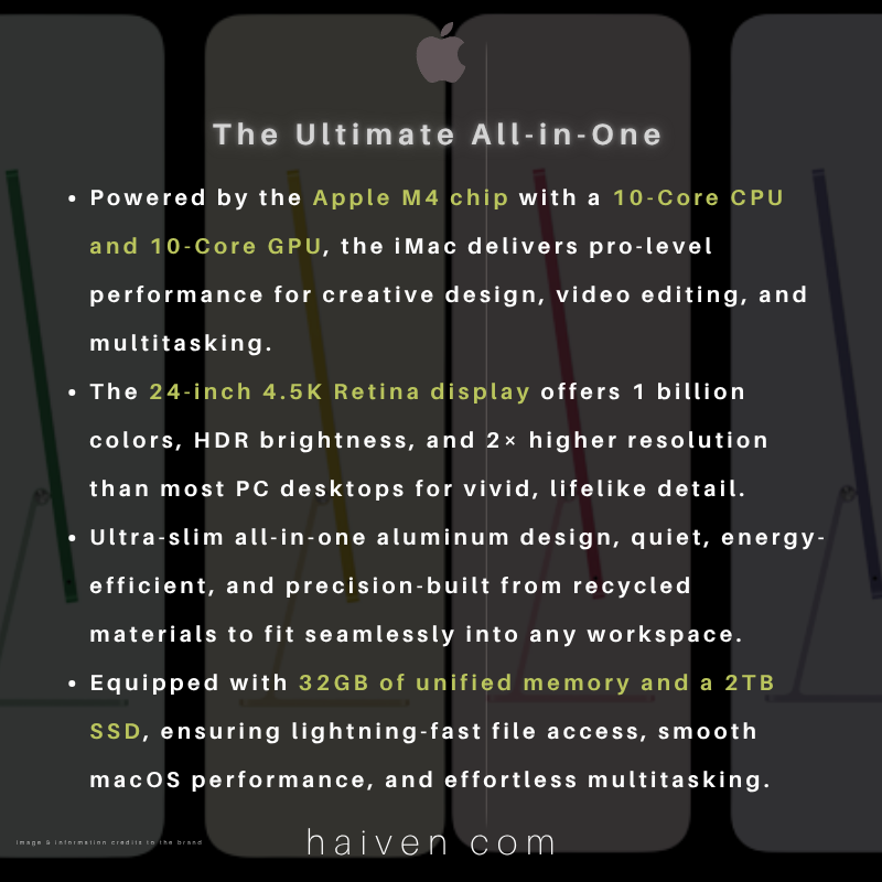 Apple iMac 24" M4 2024, 10-Core CPU / 10-Core GPU, 32GB, 2TB