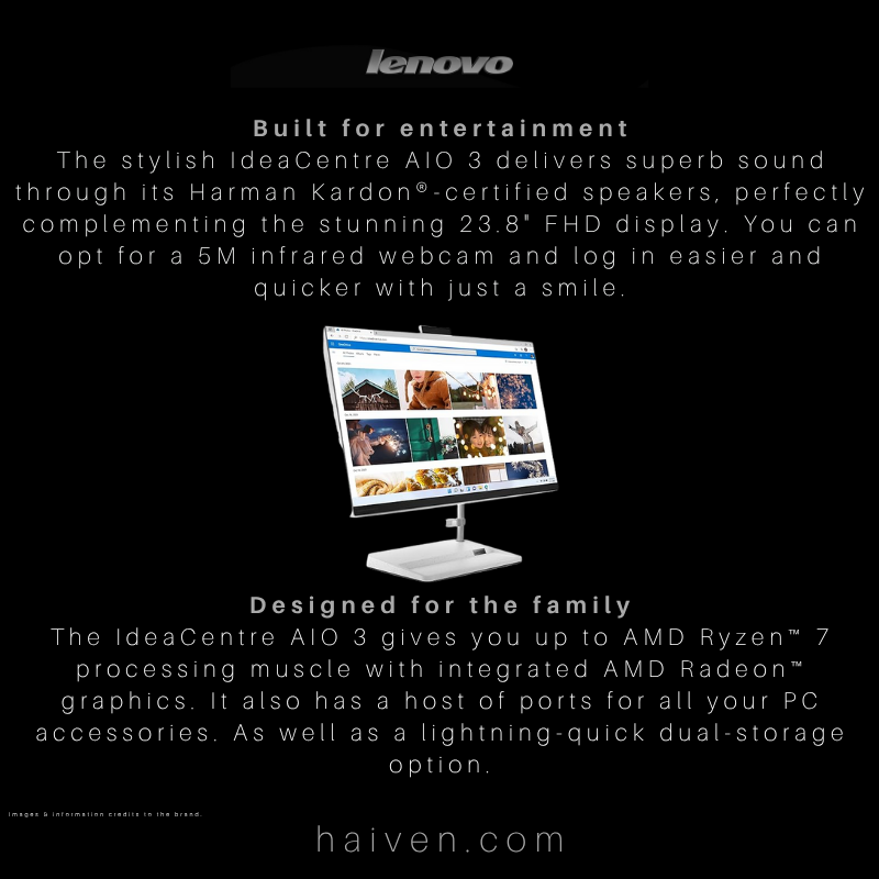 Lenovo IdeaCentre AIO 3 (24ALC6) – Ryzen 7, 16GB, 512GB SSD, 23.8” Display, Windows 11 Home