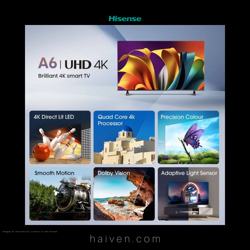 Hisense Smart TV – 50A6IN – 50" 4K UHD – Dolby Vision & VIDAA OS