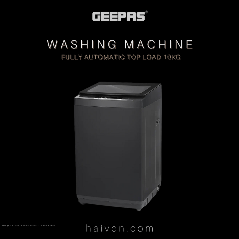 GEEPAS 10 KG Fully Automatic Top-Load Washing Machine