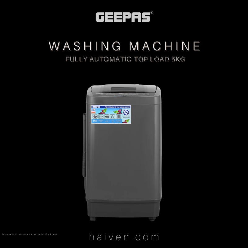 GEEPAS 5 KG Fully Automatic Top-Load Washing Machine