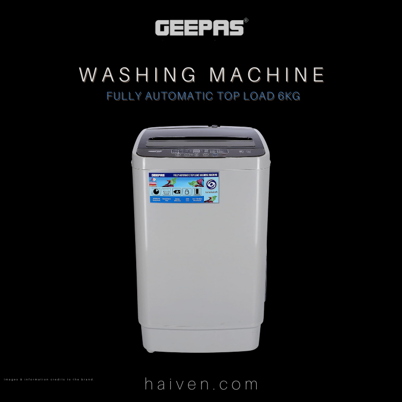 GEEPAS 6 KG Fully Automatic Top-Load Washing Machine