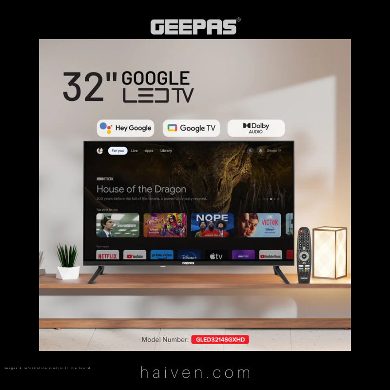 GEEPAS 32” Smart LED Google TV