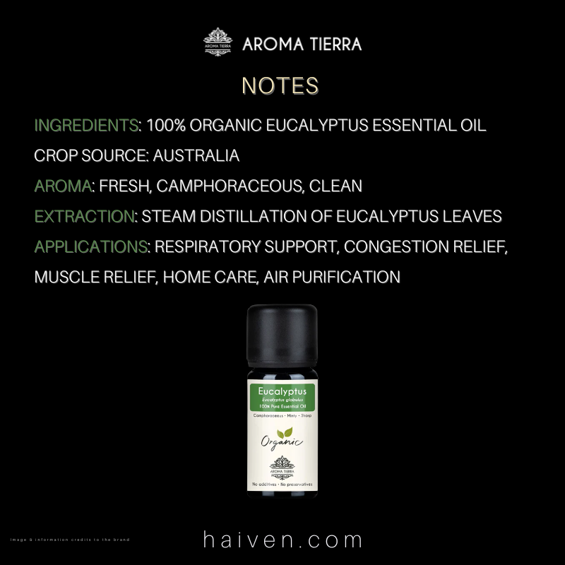 Aroma Tierra Organic Eucalyptus Essential Oil 10ml