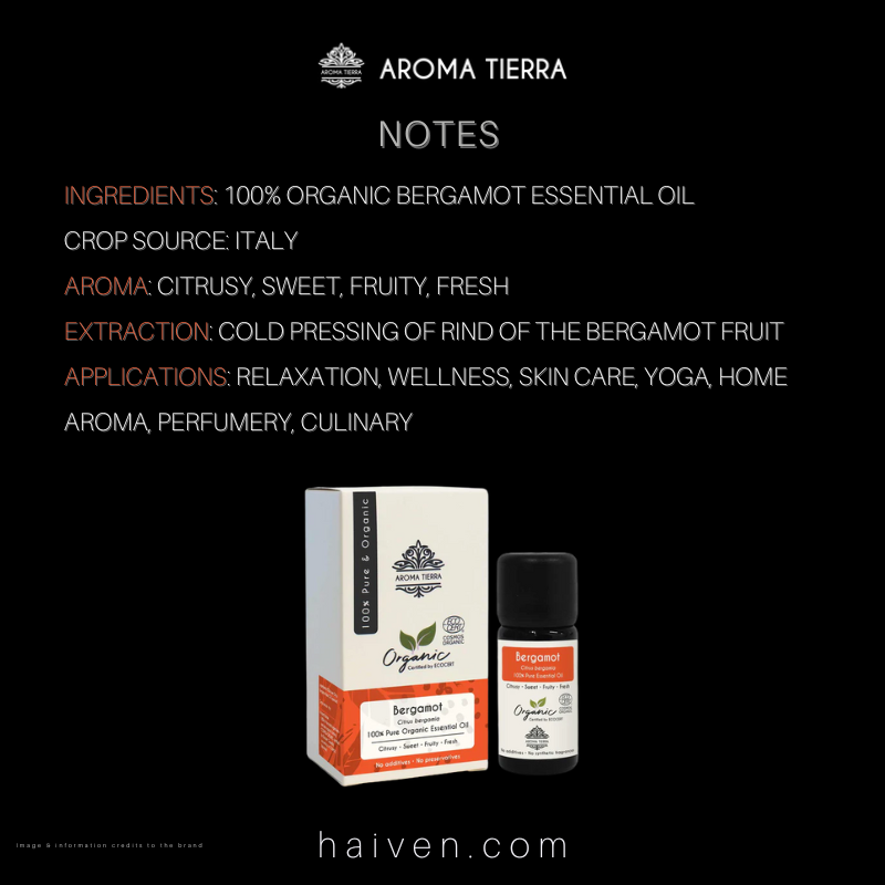 Aroma Tierra Organic Bergamot Essential Oil 10ml