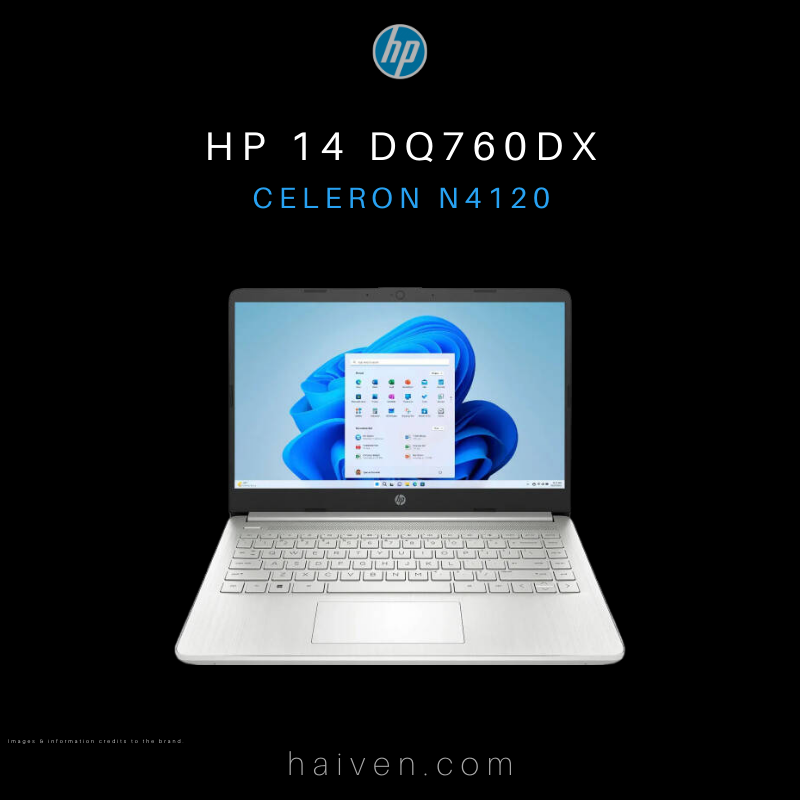HP 14 dq760dx Cel N4120/4GB/128GB/NO DVDRW/WIFI/CAM/BT/14"/WIN-11-SILVER