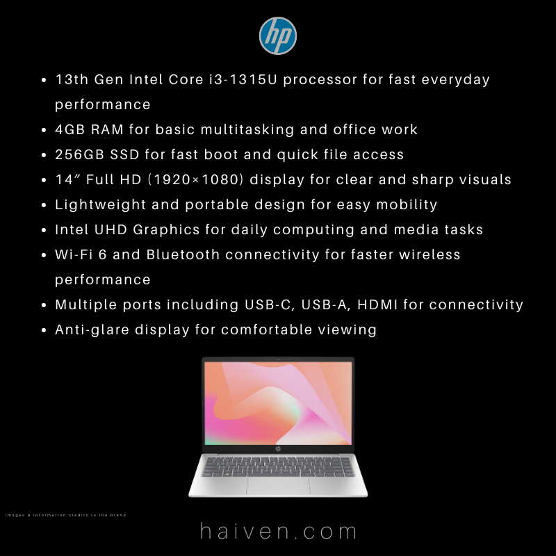 HP 14-ep0125nia Intel Core i3-1315U 4GB 256GB SSD 14" FHD DOS Silver