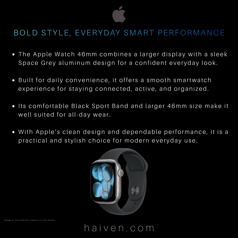 Apple Watch 46mm MEV44 LW/A with Space Grey Aluminum Case and Black Sport Band M/L