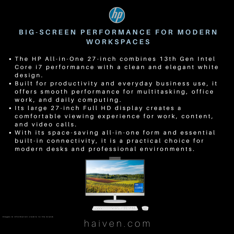 HP AIO 27 - CR0182 Core i7 13th Gen 1355U 16GB 1TB SSD FHD DOS White 