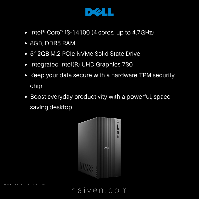 Dell ECT1250 Core i3 14100 8GB 512GB SSD BT+WiFi DOS