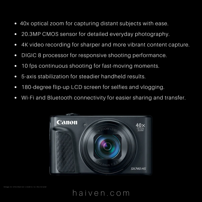 Canon PowerShot SX740 HS Digital Camera Black