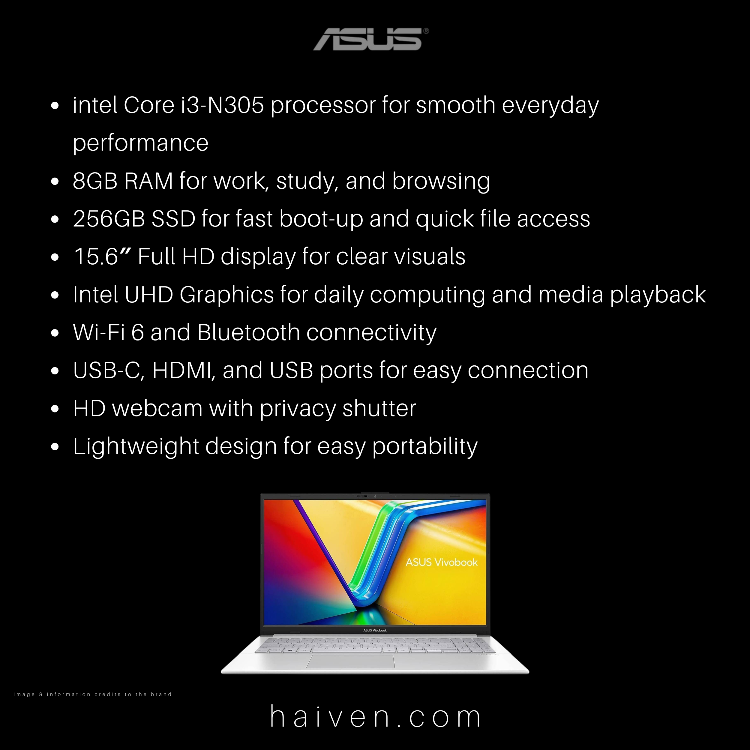 ASUS E1504G-WS35 Laptop Intel Core i3-N305 8GB 256GB 15.6″ FHD Win 11