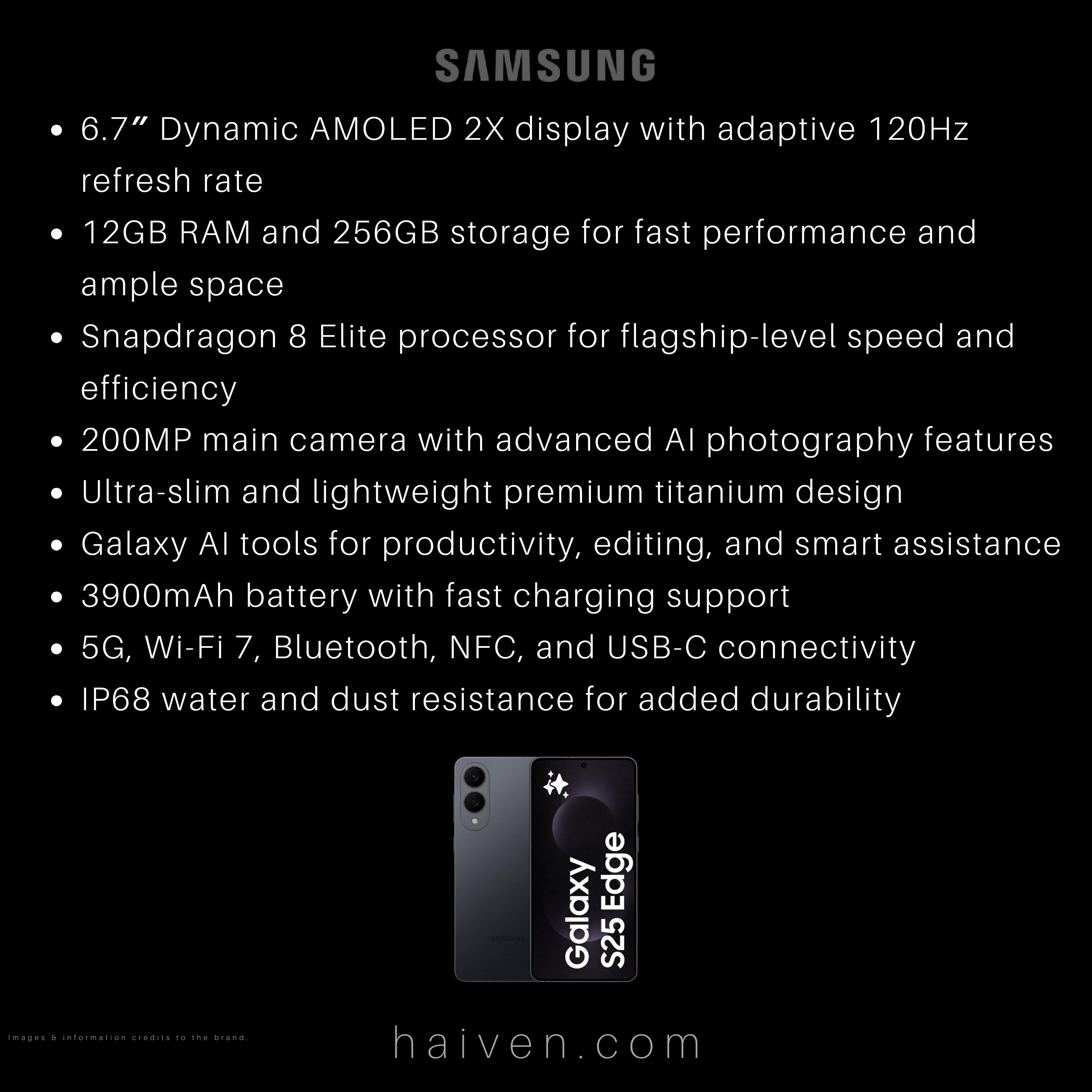 Samsung Galaxy S25 Edge 5G 12GB RAM 256GB TRA Version