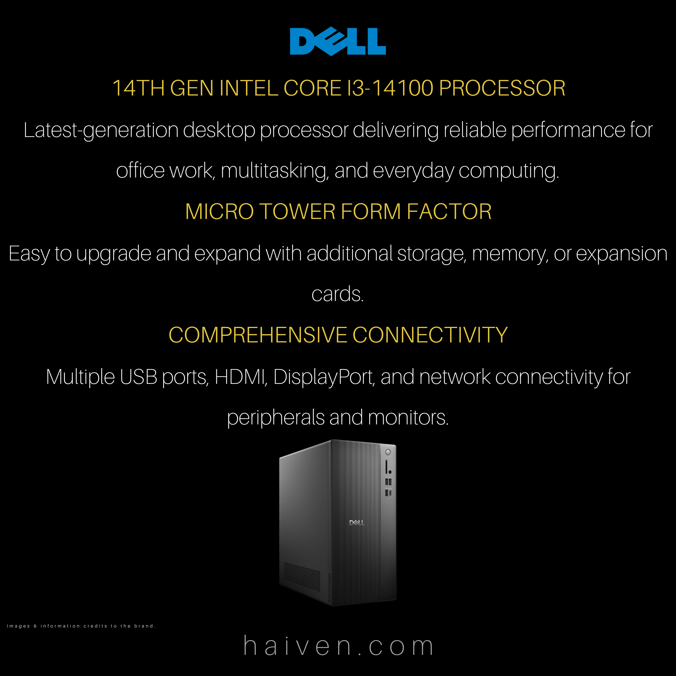 Dell ECT1250 MT Core i3-14100 8GB 512GB SSD DOS