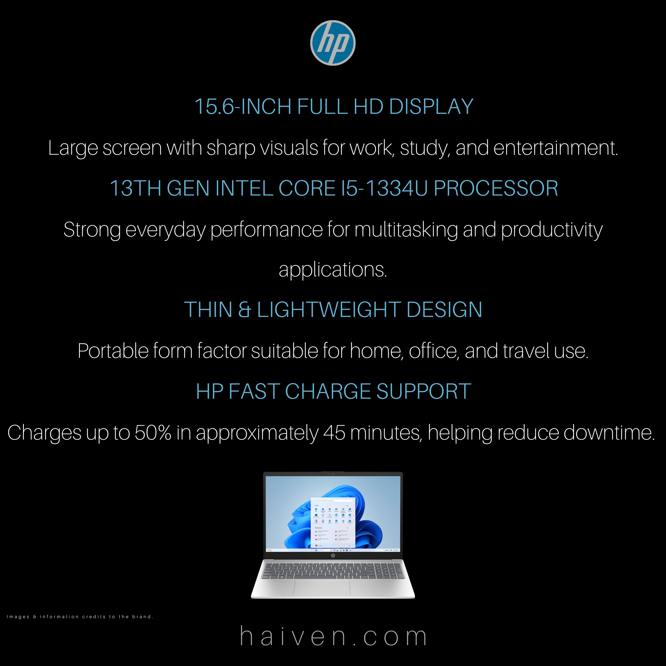 HP 15-FD0250WM Core i5-1334U 8GB 512GB 15.6-Inch FHD Windows 11 Silver