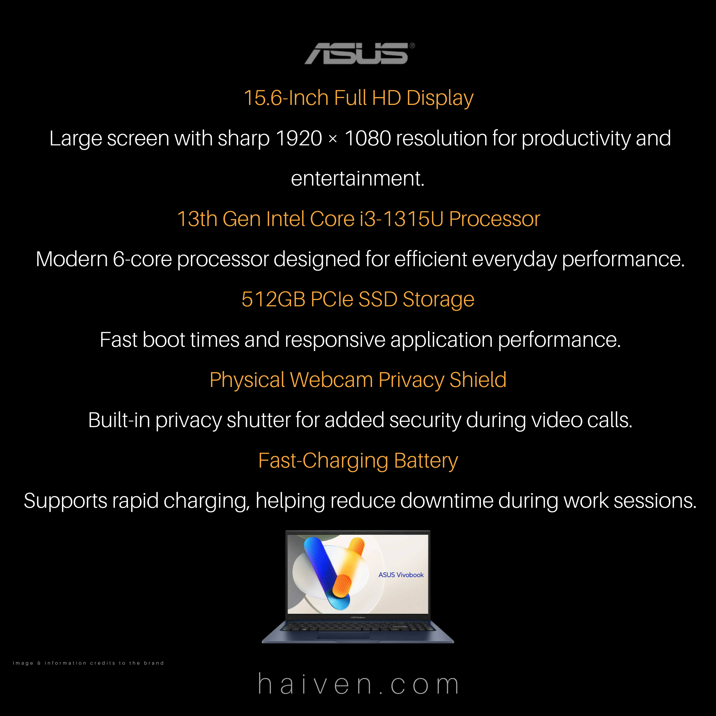 ASUS X1504VA Core i3-1315U 8GB 512GB 15.6-Inch FHD DOS