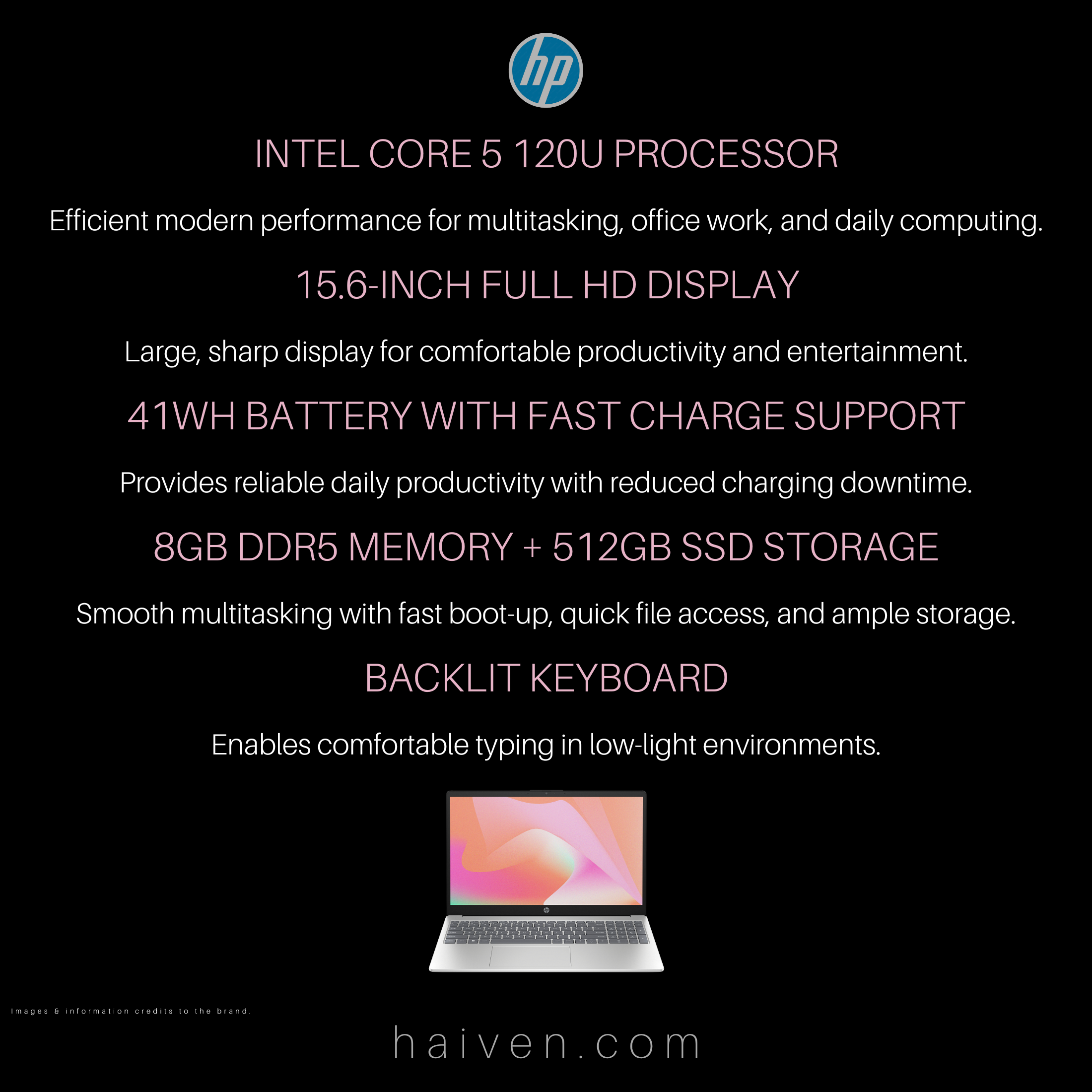 HP 15-FD0641NIA Core 5 120U 8GB DDR5 512GB 15.6-Inch FHD DOS Silver Backlit English Keyboard