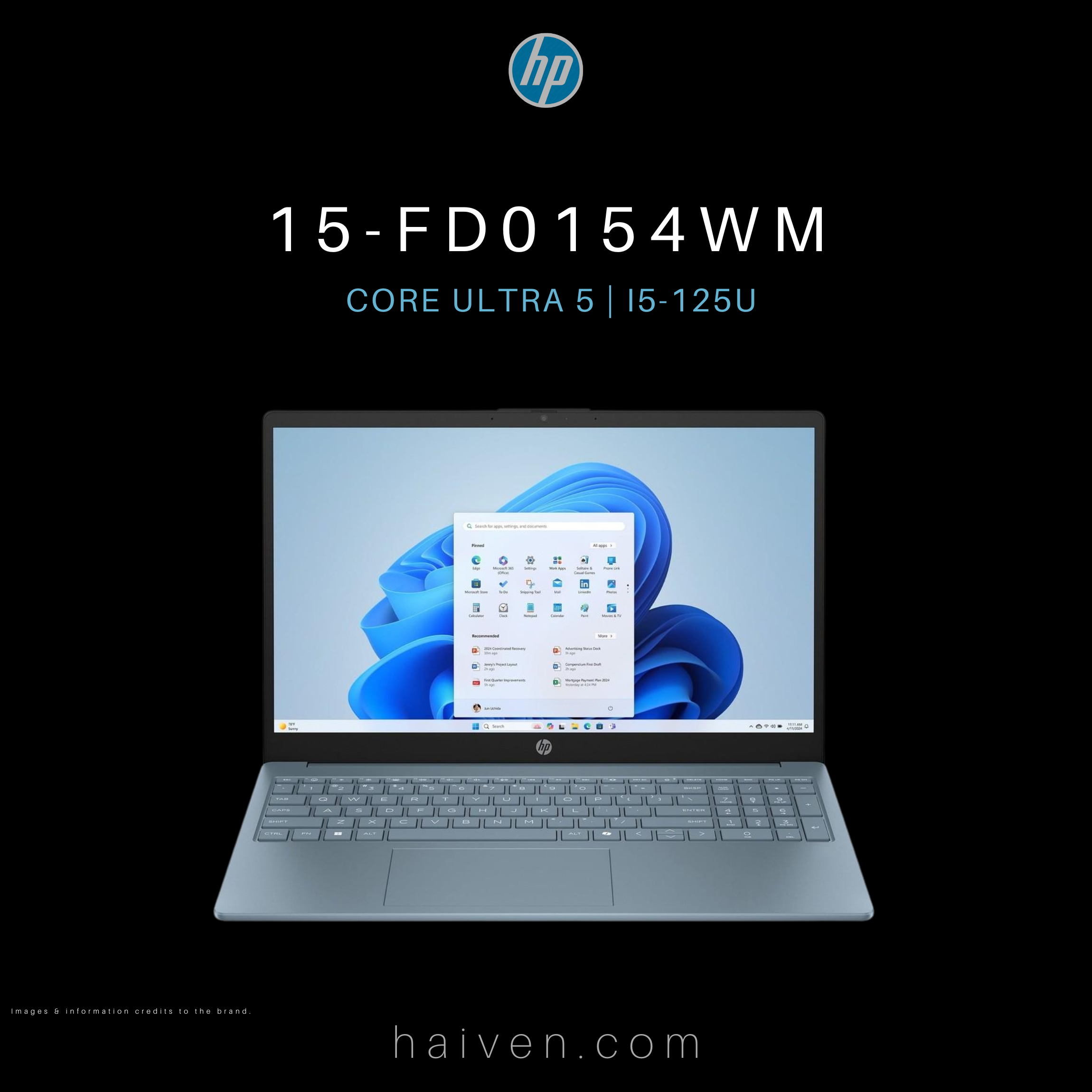 HP 15-FD154WM Core Ultra 5 125U 8GB 512GB SSD 15.6-Inch FHD Touchscreen Windows 11 Home Blue English Keyboard