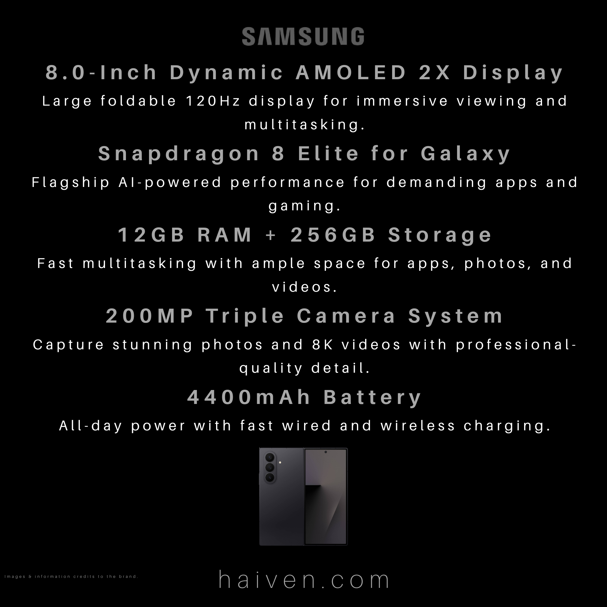 Samsung Galaxy Z Fold7 256GB Black TRA