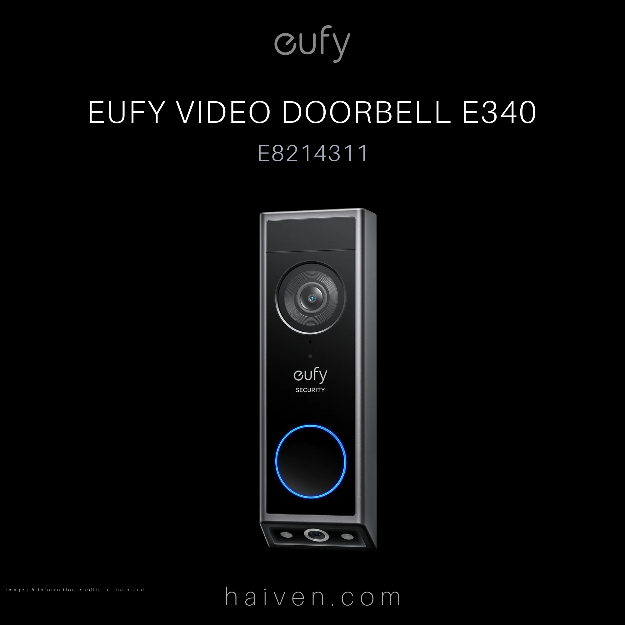 Eufy Video Doorbell E340 Black with Chime