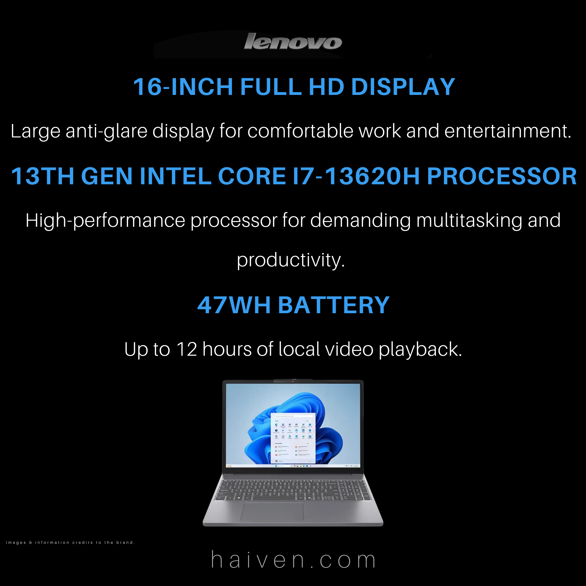 Lenovo IdeaPad Slim 3 Core i7-13620H 16GB 512GB SSD 16-Inch FHD DOS