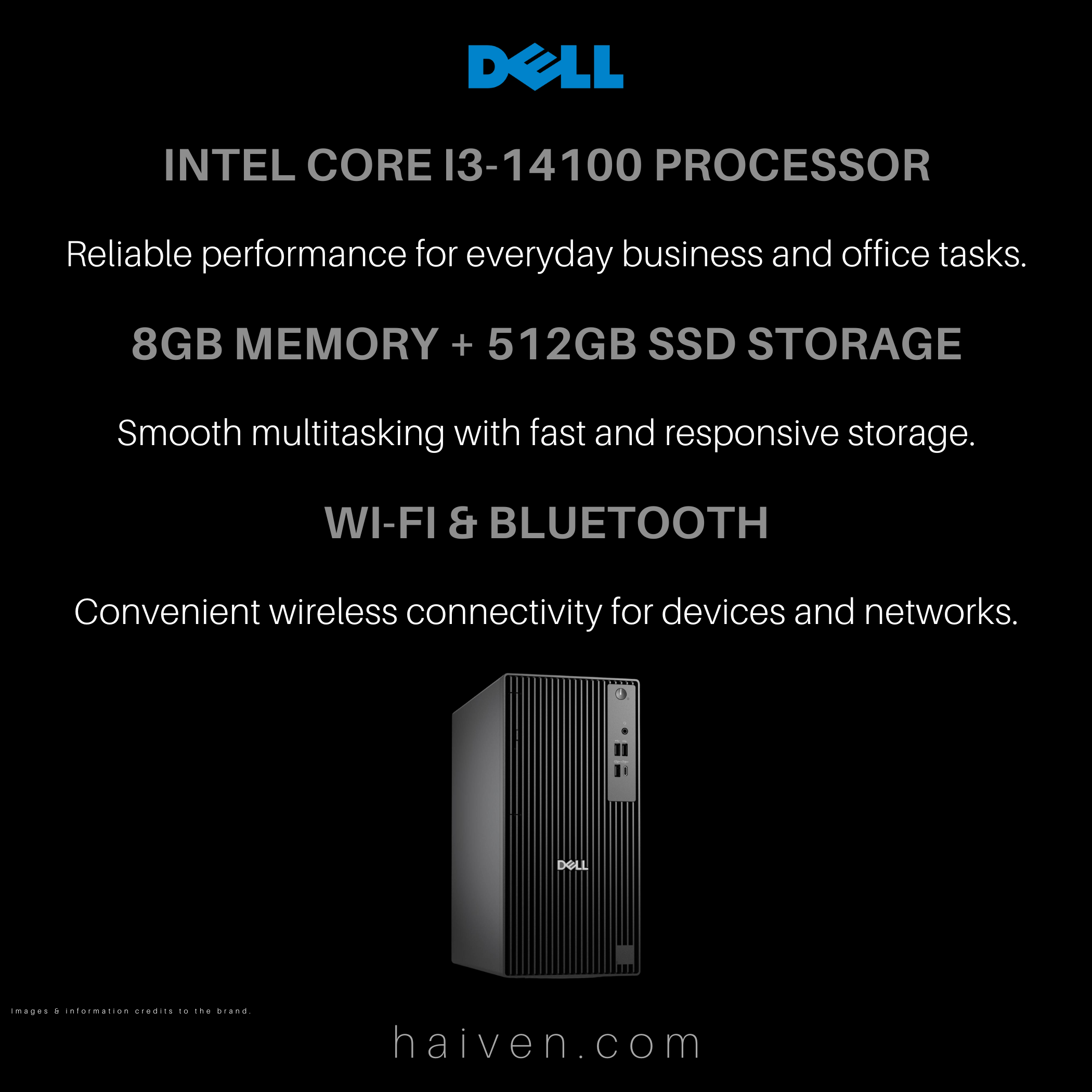 Dell Pro QCT1250 MT Core i3-14100 8GB 512GB SSD DOS