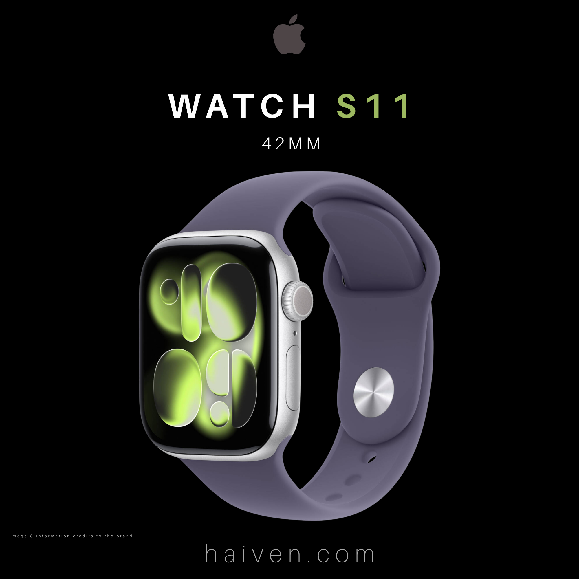 Apple Watch Series 11 GPS 42MM Silver Aluminum Case with Purple Fog Sport Band S/M 