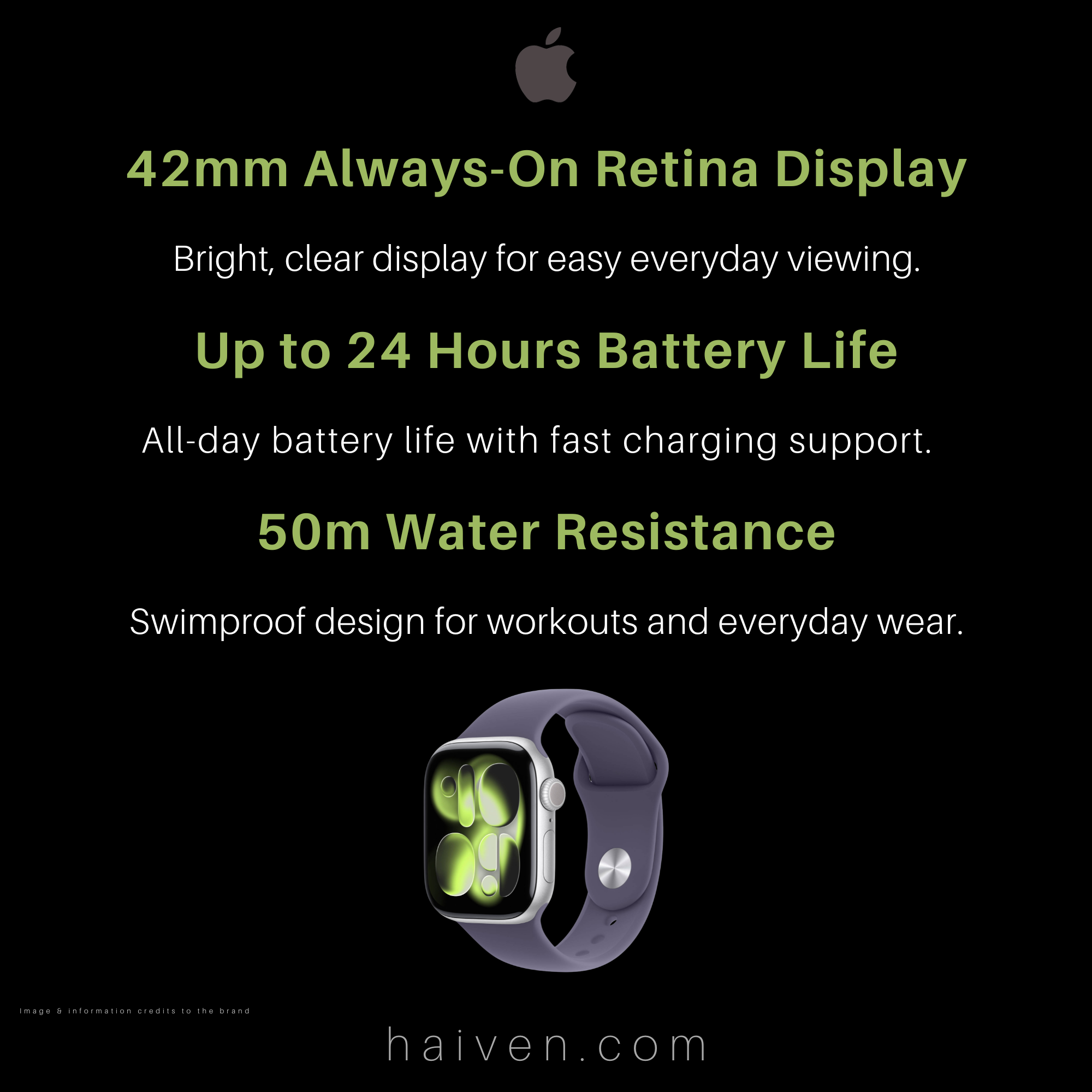 Apple Watch Series 11 GPS 42MM Silver Aluminum Case with Purple Fog Sport Band S/M 