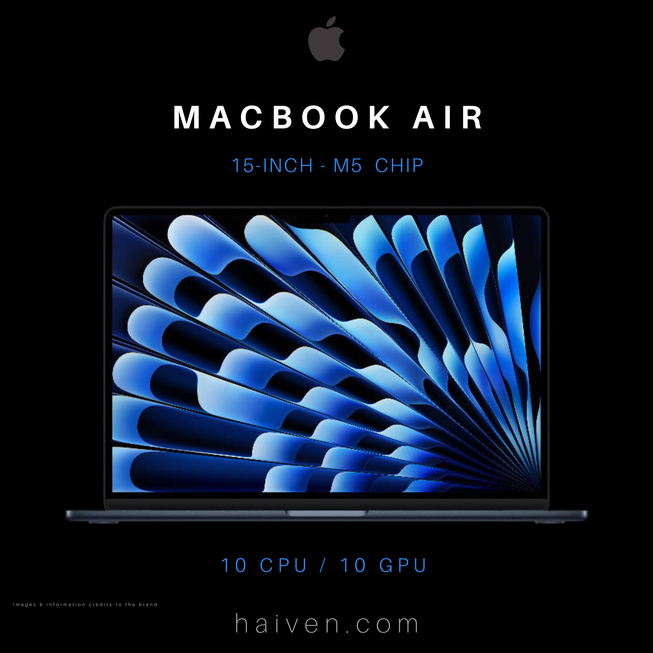 Apple MacBook Air 15-Inch M5 10-Core CPU 10-Core GPU 16GB 512GB Midnight MDVH4