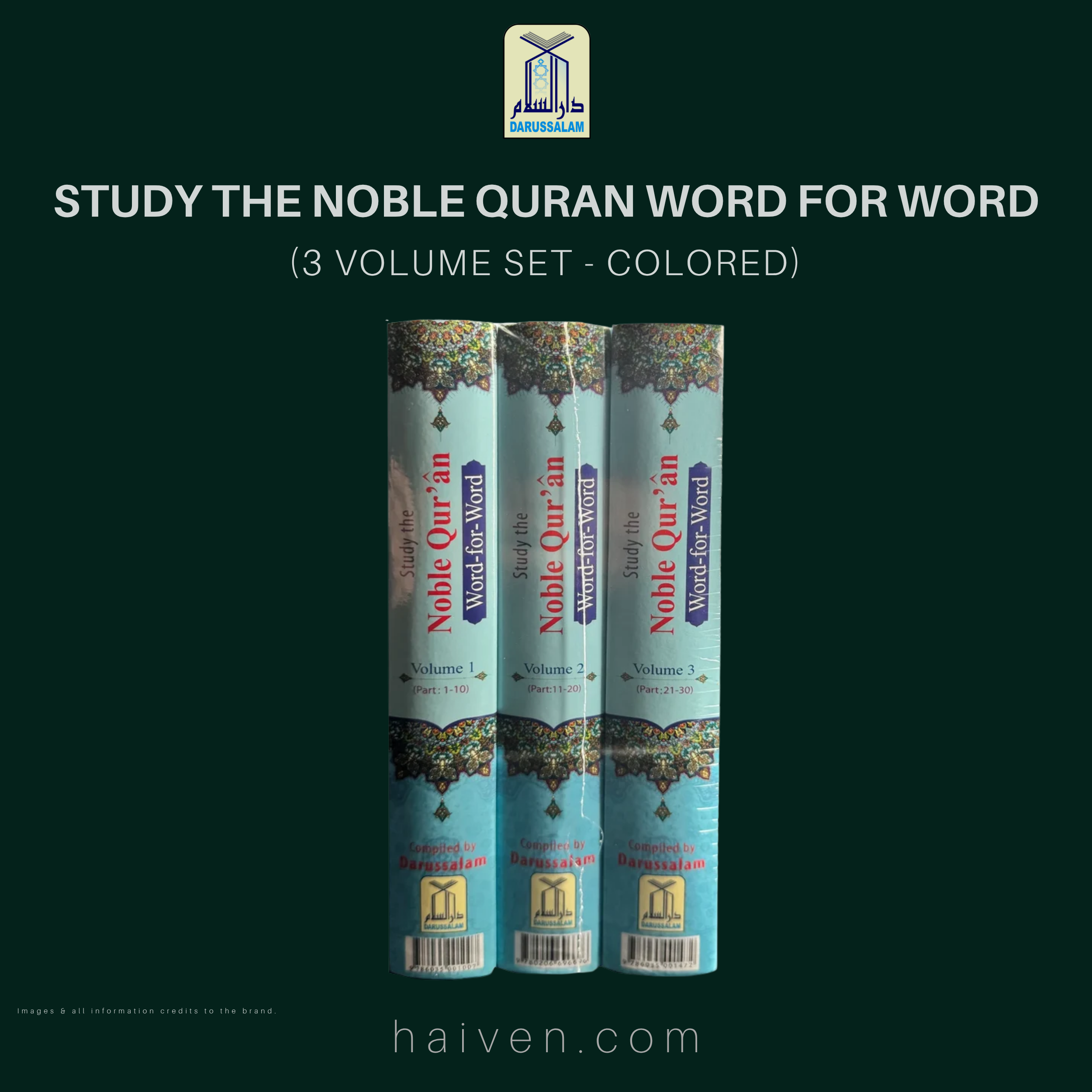 Study The Noble Quran Word For Word (3 Volume Set - Colored)